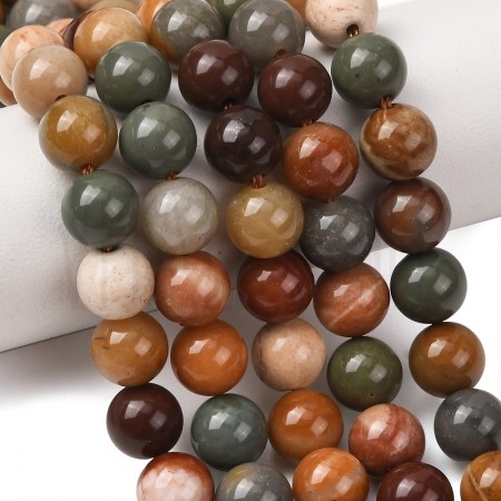 Fiada de Contas de Ágata do Gobi Natural Multicolor 8mm Redondas 44 a 47 Contas