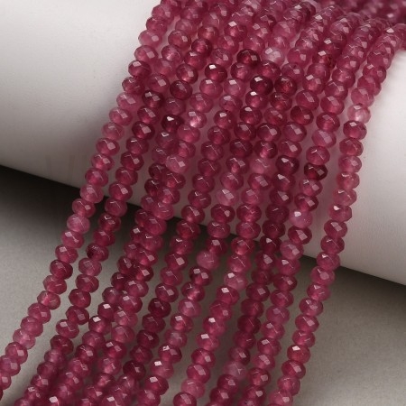 Fiada de Contas Jade Natural Rosa Camélia Rondelle Facetada 4x3mm