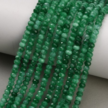 Fiada de Contas Jade Natural Verde Rondelle Facetada 4x3mm