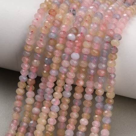 Fiada de Contas de Jade Rosa Claro Rondelle Facetadas 4x3mm 118 Contas