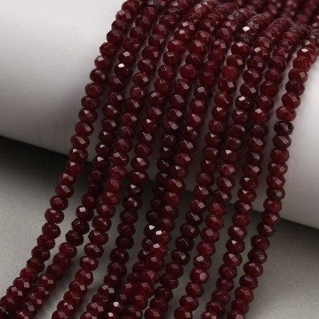 Fiada de Contas Jade Natural Vermelho Escuro Rondelle Facetada 4x3mm