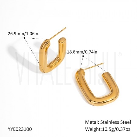 Brincos Meia Argola Retangular...