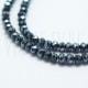 Fiada de Contas de Cristal Azul Aço Rondelle Facetada 3x2mm