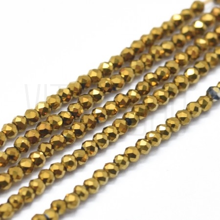 Fiada de Contas de Cristal Dourado Ábaco Facetada 2x1,5mm