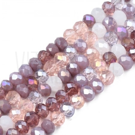 Fiada de Contas de Cristal Rosa Acastanhado Rondelle Facetada 3x2mm