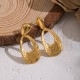 Brincos Gota Texturada em Aço Inoxidável 304 Dourado 45,8mm