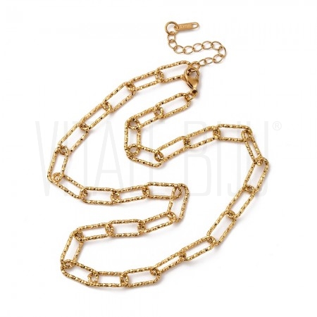 Colar Corrente Paperclip Textu...