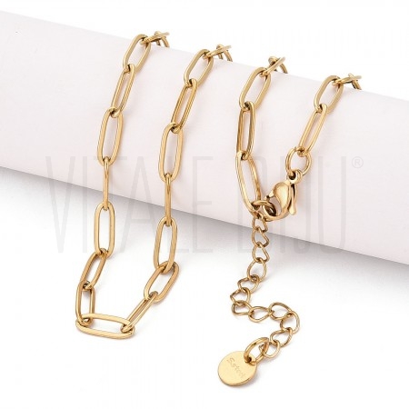 Colar Corrente Paperclip 45cm ...