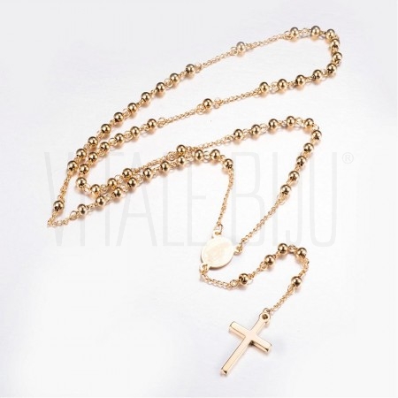 Colar/Terço Rosário 63,4cm em Aço Inoxidável 304 Dourado Colar/Terço Rosário 63,4cm em Aço Inoxidável 304 Dourado