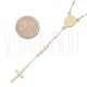 Colar Terço / Rosário Virgem Maria com Cruz 62cm em Aço Inoxidável 304 Dourado Colar Terço / Rosário Virgem Maria com Cruz 62cm em Aço Inoxidável 304 Dourado
