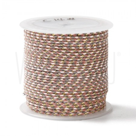 Fio Polycotton Acabamento Metálico 1.5mm - CINZA/ROSA DOURADO