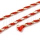 Fio Polycotton Acabamento Metálico 1.5mm - VERMELHO BRANCO / DOURADO Fio Polycotton Acabamento Metálico 1.5mm - VERMELHO BRANCO / DOURADO