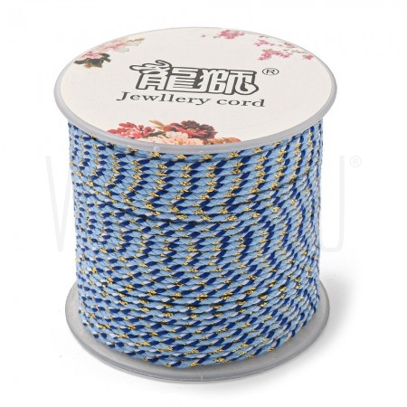 Fio Polycotton Acabamento Metálico 1.5mm - AZUL CLARO DOURADO