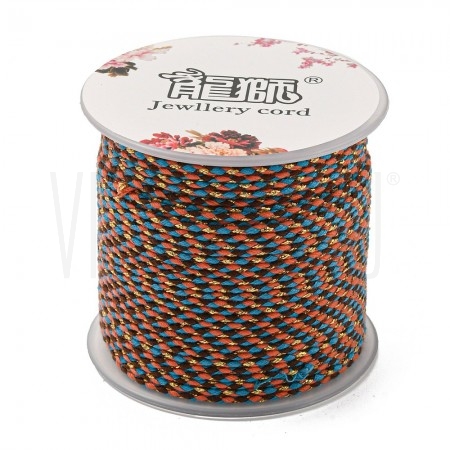 Fio Polycotton Acabamento Metálico 1.5mm - CASTANHO/AZUL MIX 