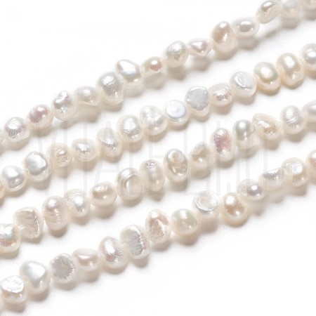 Fio de Pérolas Naturais de Água Doce Nugget 3,5-4,5mm Branco Antigo
