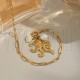 Colar Polvo com Concha Natural e Pérola em Aço Inoxidável 304 Dourado