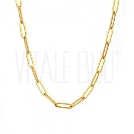 Colar Corrente/ Paperclip 40+5cm em Aço Inoxidável Dourado Colar Corrente/ Paperclip 40+5cm em Aço Inoxidável Dourado
