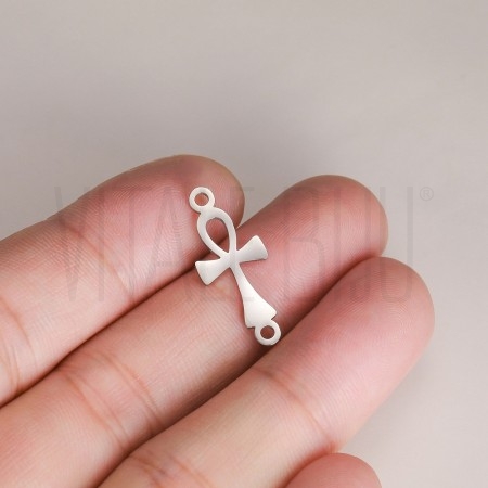 Conector/Entremeio Cruz Ankh 25x10mm em Aço Inoxidável 304