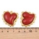 Pendente Coração em Aço Inoxidável 304 Dourado com Esmalte Vermelho (Baking Paint) 30,5x31x6mm para Bijuteria