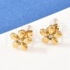 Conjunto Flor com Zircónias em Aço Inoxidável 304 Ouro 18K