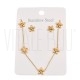 Conjunto Flor com Zircónias em Aço Inoxidável 304 Ouro 18K