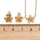Conjunto Flor com Zircónias em Aço Inoxidável 304 Ouro 18K