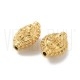 Conta Oval Trabalhada em Aço Inoxidável 304 Banho Ouro 18K 14x10x7mm Furo 1,5mm