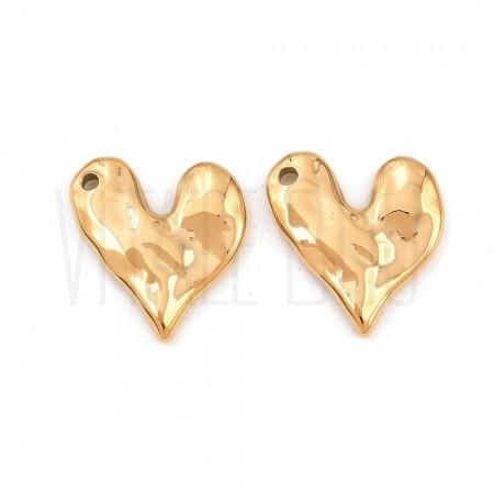 Pendente Coração Irregular 17x16mm - Aço Inoxidável 304 - Dourado - Ouro18K Pendente Coração Irregular 17x16mm - Aço Inoxidável 304 - Dourado - Ouro18K
