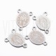 Centro de Terço Medalha Milagrosa Gravação a Laser em Aço Inoxidável 304 Prateado Oval 3 Argolas 14,5x10x0,8mm Centro de Terço Medalha Milagrosa Gravação a Laser em Aço Inoxidável 304 Prateado Oval 3 Argolas 14,5x10x0,8mm