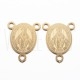 Centro de Terço Medalha Milagrosa Gravação a Laser em Aço Inoxidável 304 Dourado Oval 3 Argolas 20x15x0,8mm Centro de Terço Medalha Milagrosa Gravação a Laser em Aço Inoxidável 304 Dourado Oval 3 Argolas 20x15x0,8mm