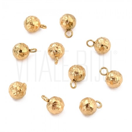 Pendente Bolinha/Bola Texturizada 6mm - Aço Inox 304 Dourado