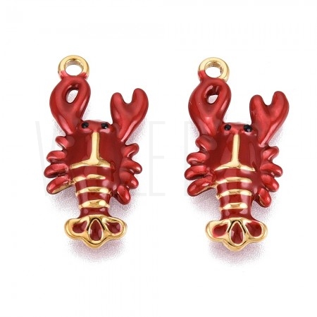 Pendente Lagosta 22x10mm em Aço Inoxidável 304 com Ouro 18K Pendente Lagosta 22x10mm em Aço Inoxidável 304 com Ouro 18K