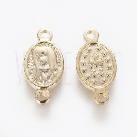 Entremeio Nossa Senhora Oval 16,5x7,5mm em Aço Inoxidável 304 Dourado ( Rosário)