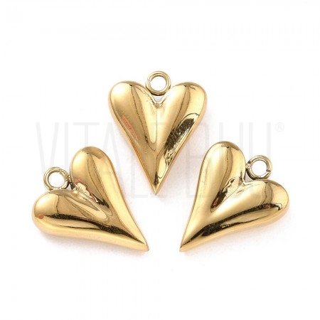 Pendente Coração 14,5x11mm em Aço Inoxidável 316 Ouro 24K Pendente Coração 14,5x11mm em Aço Inoxidável 316 Ouro 24K