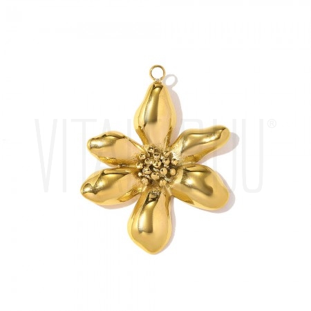 Pendente Flor Dourada 33x26mm ...