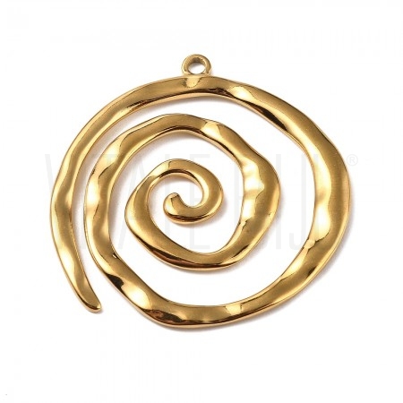 Pendente Espiral em Aço Inoxidável 304 Dourado 42x41x2mm Furo 2,5mm Pendente Espiral em Aço Inoxidável 304 Dourado 42x41x2mm Furo 2,5mm