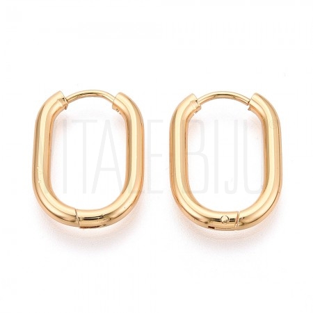 Brincos Argola Oval em Aço Inoxidável 304 Dourado 18K 21x15mm