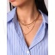 Colar 3 Voltas com Gota de Zircónia e Pendente Longo 40cm em Aço Inoxidável 304 Banho Ouro 18K
