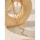 Colar 3 Voltas com Gota de Zircónia e Pendente Longo 40cm em Aço Inoxidável 304 Banho Ouro 18K