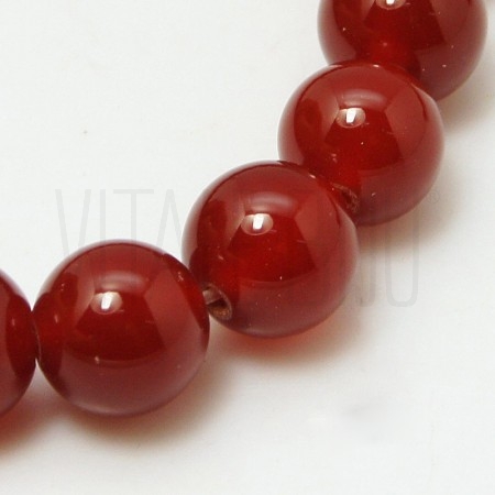 Fiada de Contas de Cornalina Natural Vermelho Escuro 8mm Redondas 48 Contas