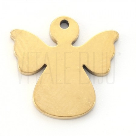 Pendente Anjo em Aço Inoxidável 304 Banho Ouro 18K PVD 15x15x1mm Pendente Anjo em Aço Inoxidável 304 Banho Ouro 18K PVD 15x15x1mm