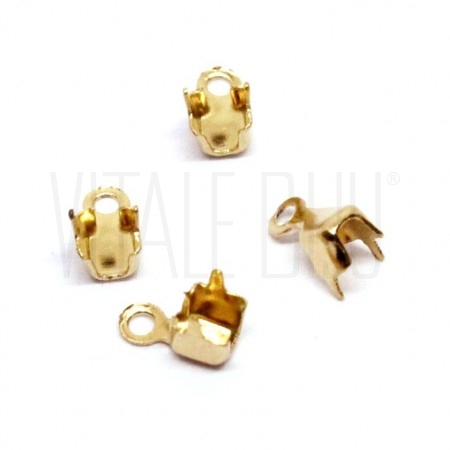 Pack 10 Terminal de apertar 3.8mm - Aço Inox Dourado (compatível com corrente strass de 3mm)