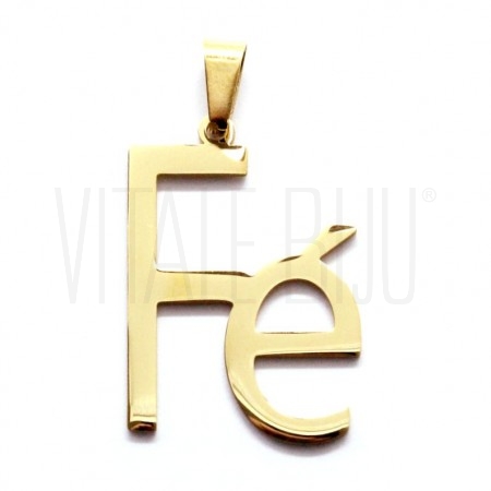 Pendente Fé 29x20mm - Aço Inox...