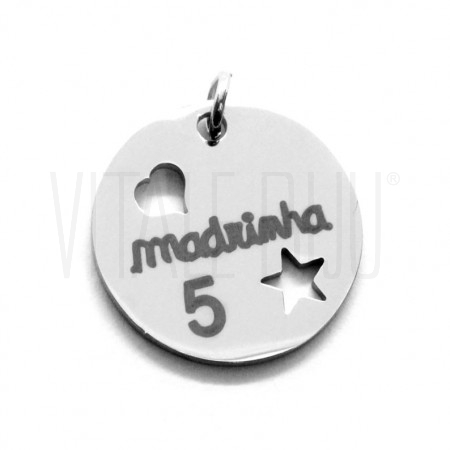 Medalha "Madrinha 5 Estrelas" 15mm - Aço Inox