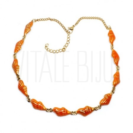 Choker Búzios +/- 25x9mm - Aço...
