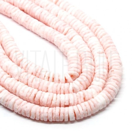 Fiada discos de Coral de Bambu +/- 6mm Irregular - ROSA CLARO