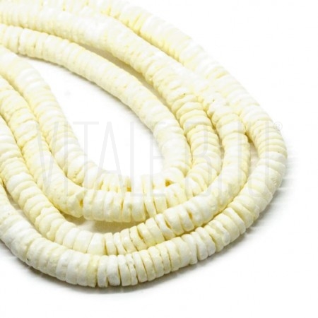 Fiada discos de Coral de Bambu +/- 6mm Irregular - AMARELO CLARO