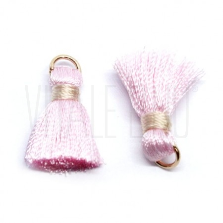 Pompom de seda Rosa/Dourado +/...