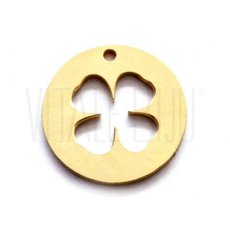 Medalha Trevo 15mm - Aço inox Dourado