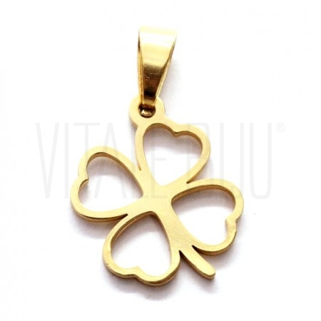 Pendente Trevo 18x15mm - Aço Inox Dourado